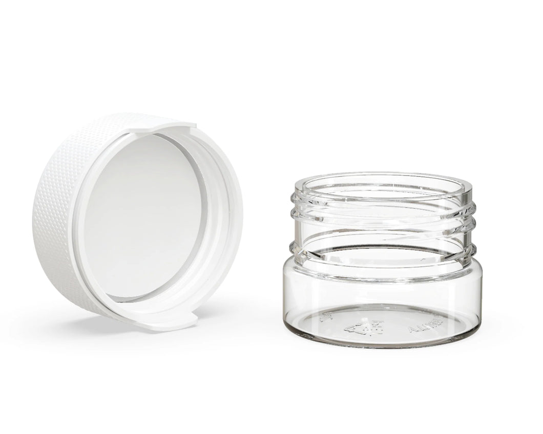 Chubby Gorilla 30CC/1FL.OZ/30ML Aviator CR Container With Inner Seal & Tamper - Clear Natural/Opaque White Lid