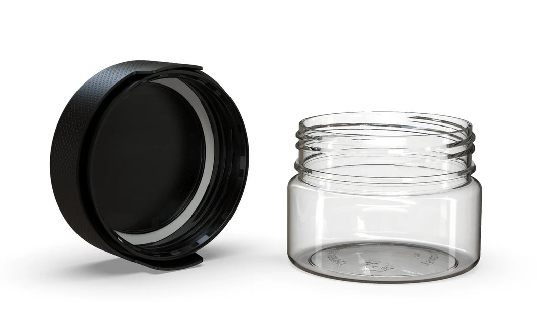 Chubby Gorilla 220CC/7.5FL.OZ/220ML Aviator CR XL Container With Inner Seal & Tamper - Clear Natural/Opaque Black Lid